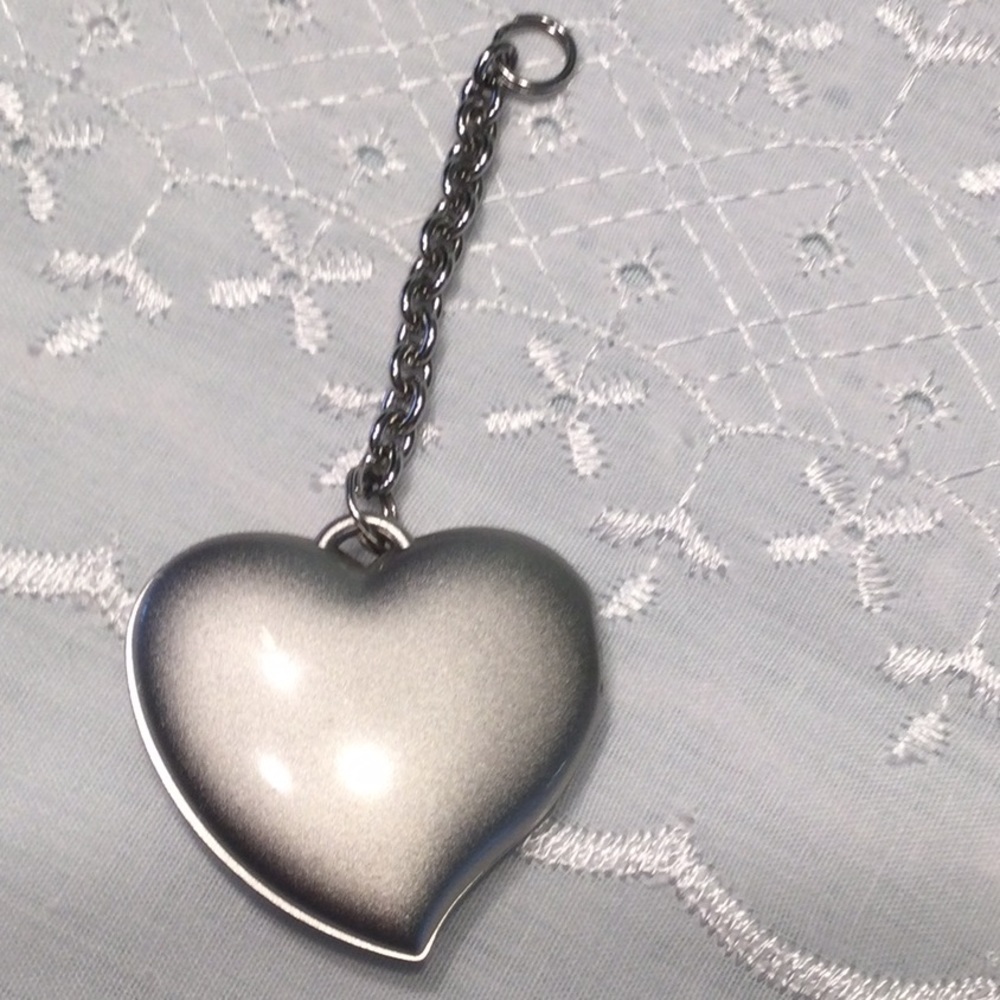 Heart Locket w/ Breast Cancer Ribbon In Rhinstones - Picture 4 of 4